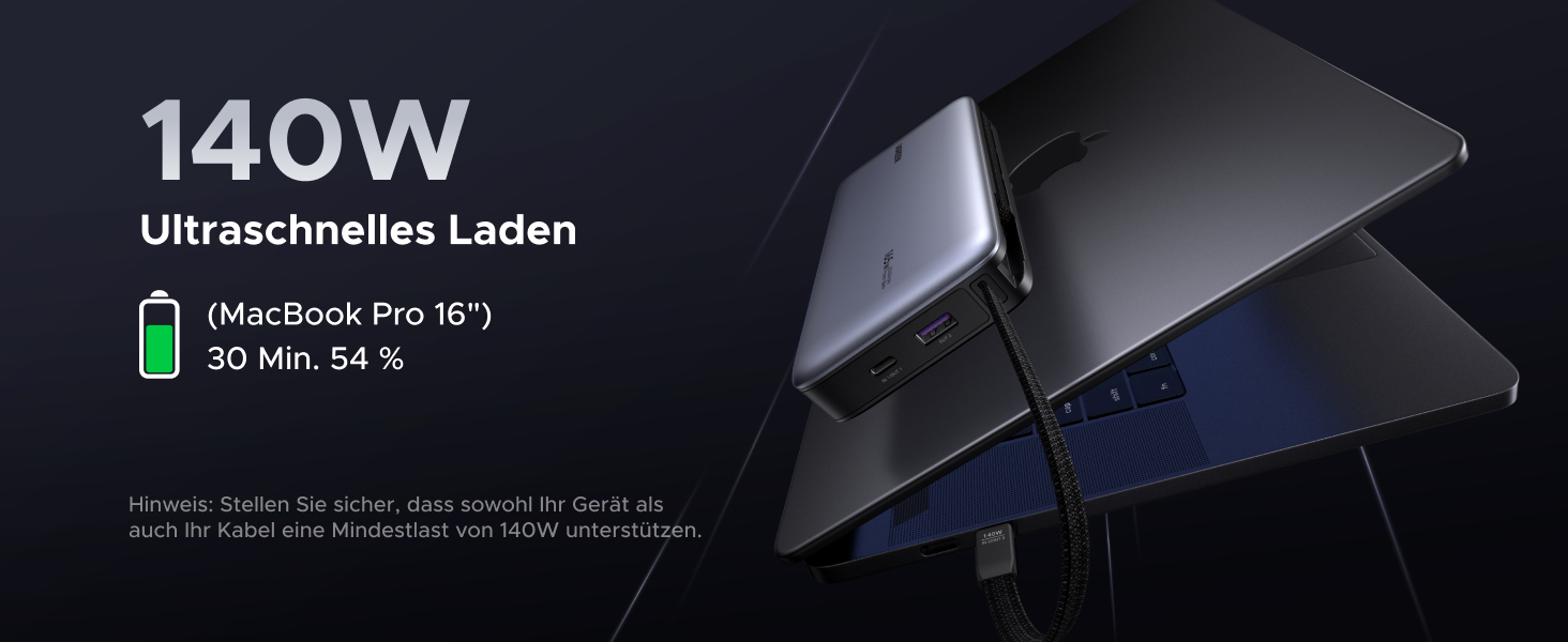 Power Bank UGREEN Nexode 25000mAh 165W з 2 USB-C кабелями (140W PD3.1) для MacBook Pro, Dell XPS, iPad Pro, Steam Deck, Galaxy S25 Ultra, iPhone 17