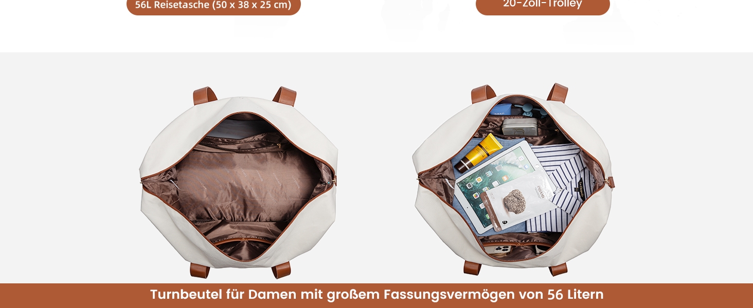 Сумка-трансформер LOVEVOOK для подорожей: велика дорожня сумка-шопер 60L з відділенням для взуття, водонепроникна, 55x42x25см