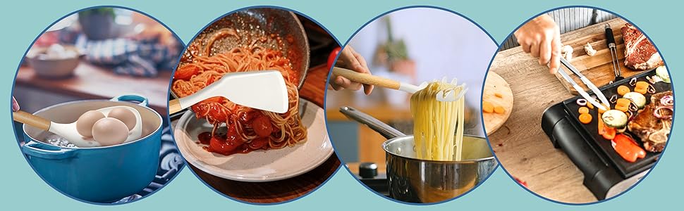 Набір кухонних аксесуарів Homikit 9 шт. з дерев'яною ручкою, чорний, з підставкою, антипригарне силіконове кухонне приладдя