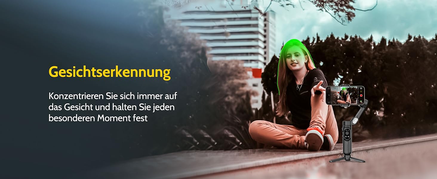 Стабілізатор для смартфона AOCHUAN 3-осьовий з функцією розпізнавання обличчя, вбудованим світлом та 1/4 дюйма різьбою. Підходить для iPhone 16/15 Pro, Android, TikTok-влогів. Чорний.