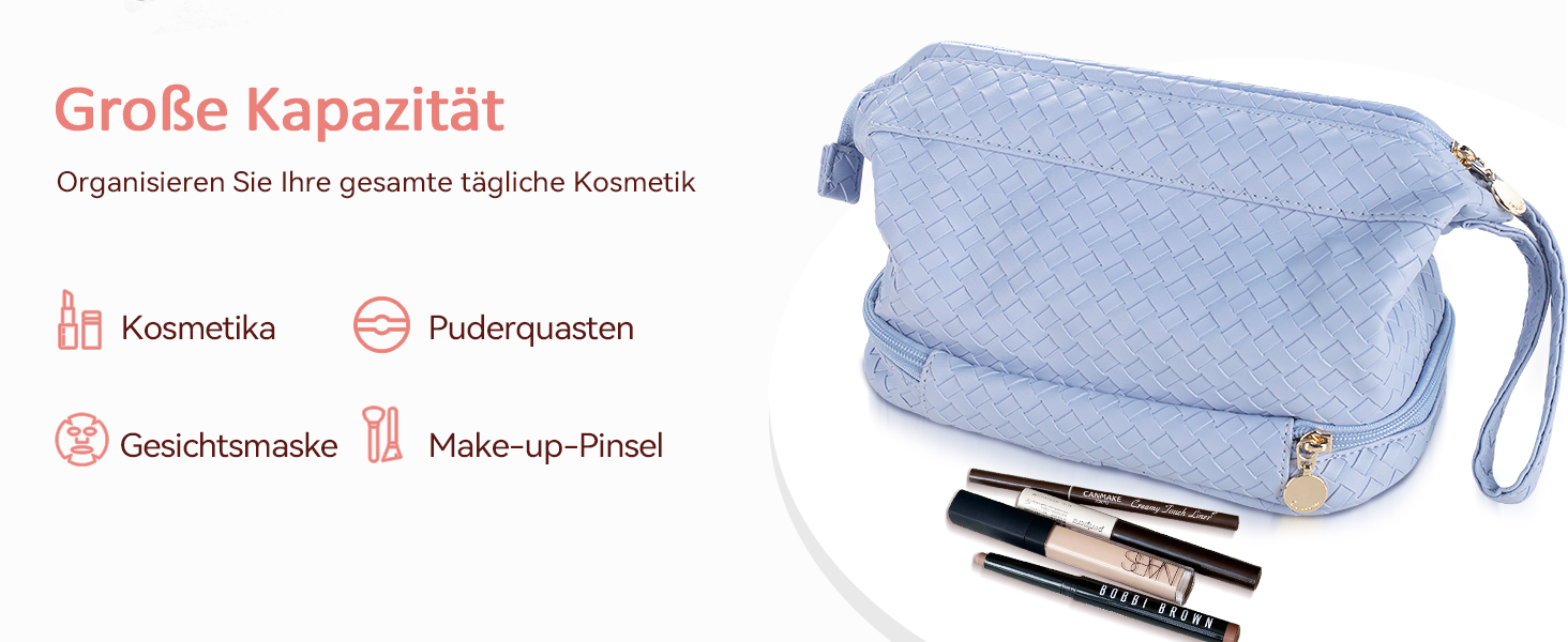 Косметичка для жінок велика водонепроникна з відділенням для пензлів, органайзер для макіяжу, косметичка для подорожей, велика косметичка з пензленицею (B-фіолетовий)