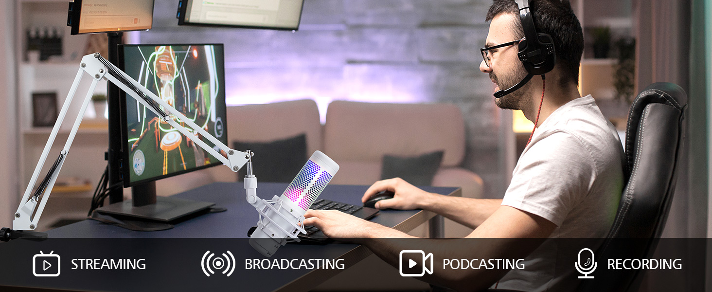 Підставка для мікрофона SUNMON для HyperX QuadCast та інших моделей, регульована, з адаптером 3/8' - 5/8', комплект з пінопластовим захистом