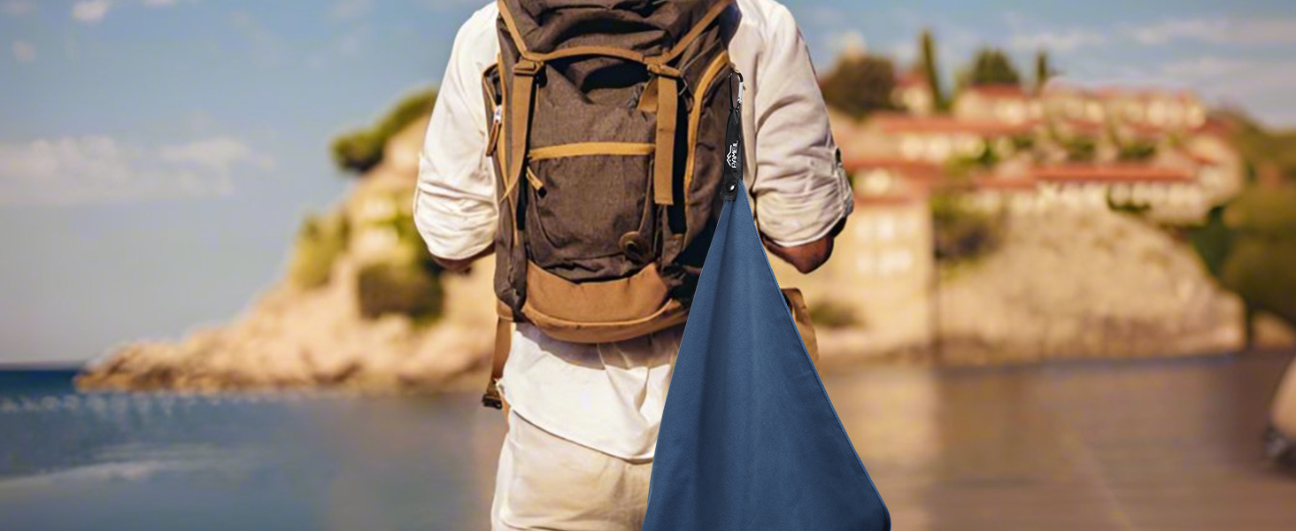 Набір рушників з мікрофібри Pameil (3 шт.): великий (160x80 см) + 2 маленькі (80x40 см), швидковисихаючі, для подорожей, фітнесу, сауни, блакитні