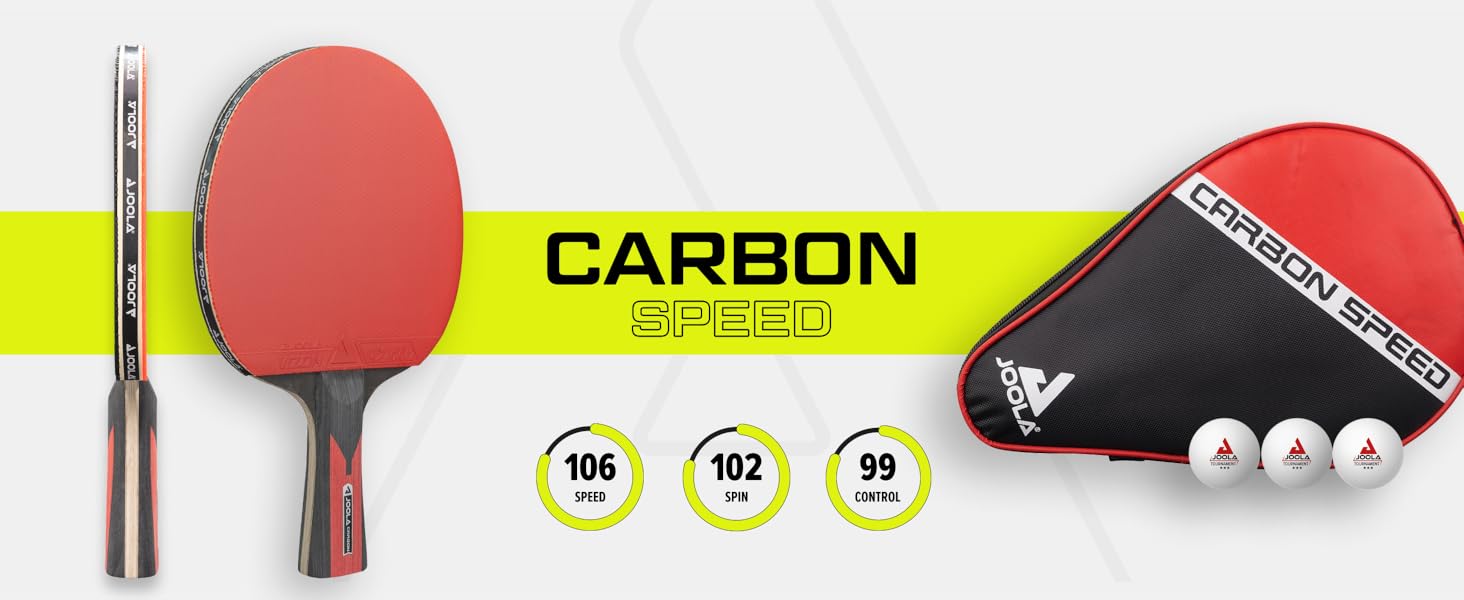 Набір для настільного тенісу JOOLA CARBON SPEED: ракетка, м'ячі 40+ mm, чохол (червоний)