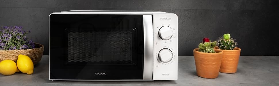 Мікрохвильова піч ProClean 2110, 20 літрів, 700 Вт, 6 функцій, таймер 30 хв, розморожування, гриль, білий