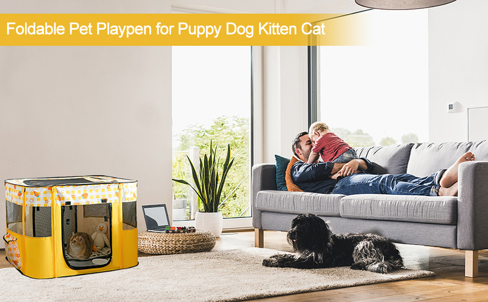Розкладний вольєр для тварин, портативний, для цуценят, собак, кошенят, котів, Indoor/Outdoor, Pop-Up, розмір M, рожевий