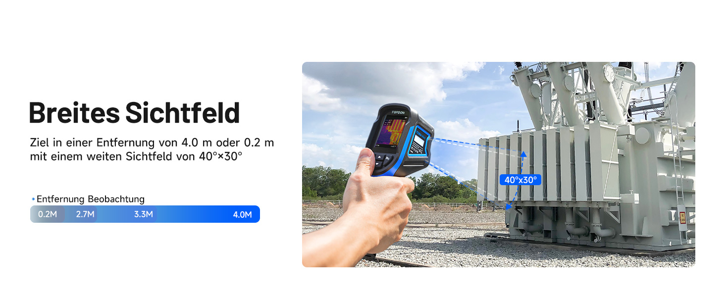 TOPDON TC004 Міні тепловізор, 240x240 IR-роздільна здатність, ручний тепловізійний прилад, 15 годин роботи від акумулятора, частота оновлення 25 Гц, діапазон температур -20℃ до 450℃, високий/низький температурний тригер, чорно-синя палітра