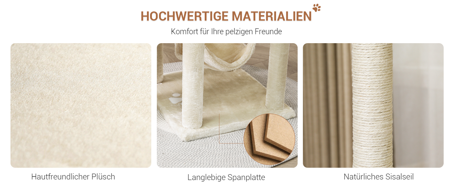 Дім-гойдалка для котів MSmask Kratzbaum Beige 194 см з 3 платформами, 2 печерами та гамаком