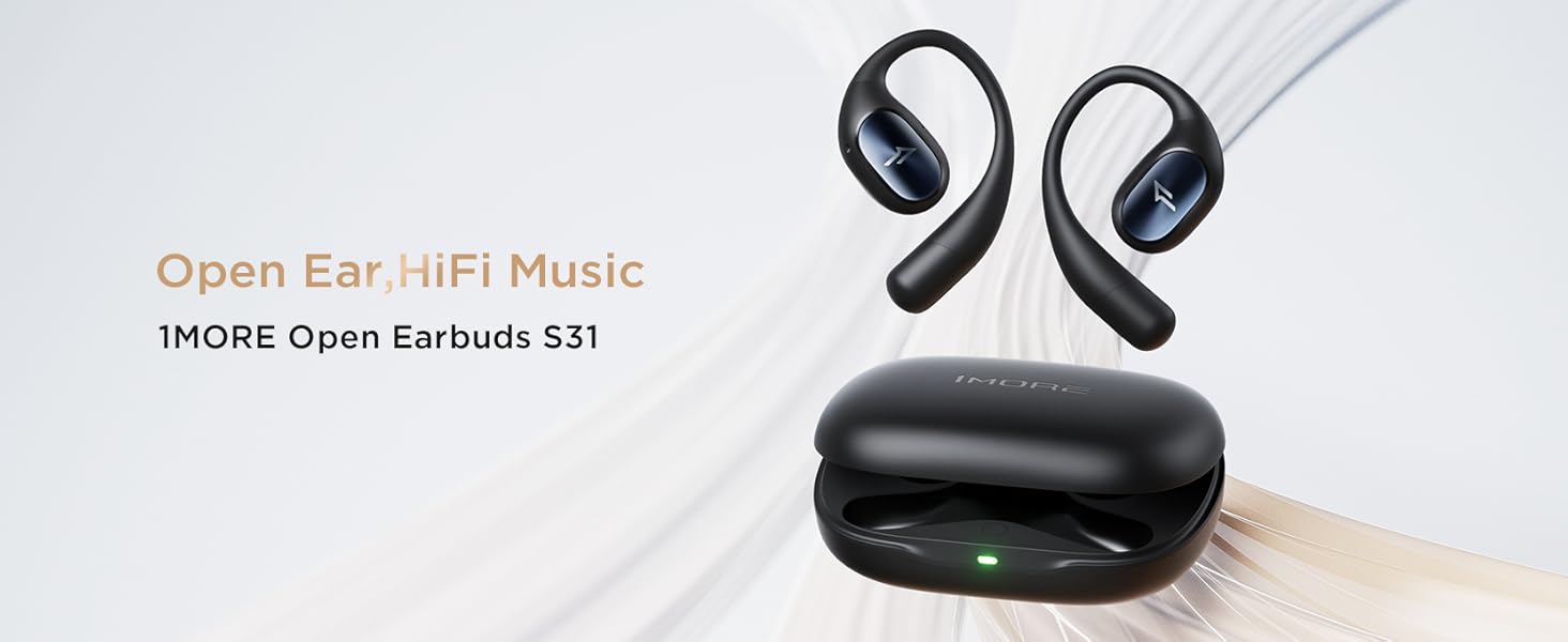 Навушники 1MORE S31 Open Ear Bluetooth 5.3, спортивні, бездротові, ENC мікрофон, 38 годин, IPX5, потужний бас, чорні