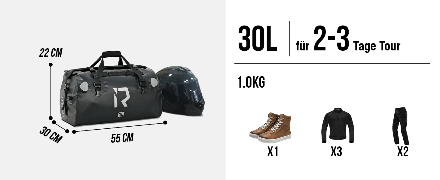 IRON JIA's Motorcycle Bag Luggage Roll Waterproof Motorcycle Rear Bag Saddlebag Travel Bag with roll-sealed shoulder straps suitable for motorcycle cycling camping watersports Black-70L