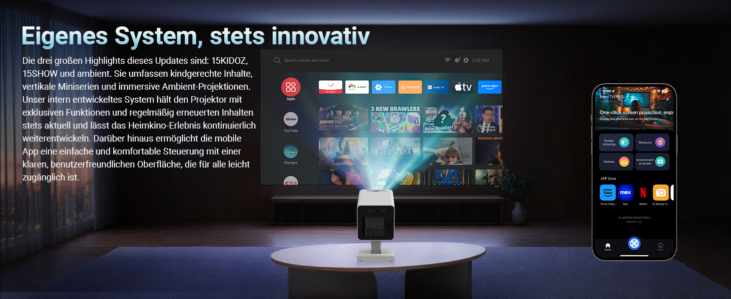 Портативний проєктор Mini Beamer 4K/1080P з Wi-Fi 6 та Bluetooth 5.4, Auto Keystone, 200 дюймів, сумісний з ноутбуками, смартфонами та TV