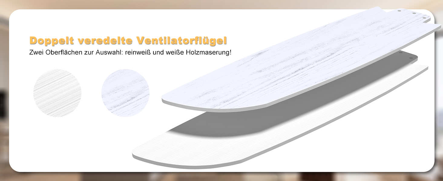 Стеляний вентилятор Ohniyou з підсвіткою та пультом керування, 117 см, керування через додаток, регульована яскравість, тихий DC-двигун, для спальні, тераси, кухні (білий)