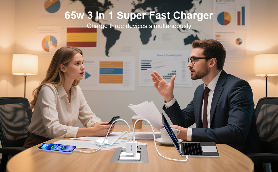 Зарядний пристрій USB-C 8-в-1, 65W: Швидка зарядка для MacBook, iPhone, iPad, Samsung, ноутбуків (PD GaN)