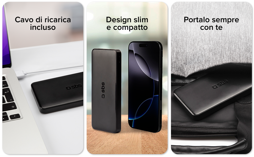 Power Bank SBS Slim 20000 mAh 100W з LCD-дисплеєм: зарядка для Apple, Samsung, MacBook, iPad, планшетів та ноутбуків