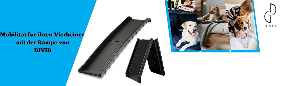 DIVID® Рампа для собак, складана, для авто, до 90 кг, неслизька, для собак та котів