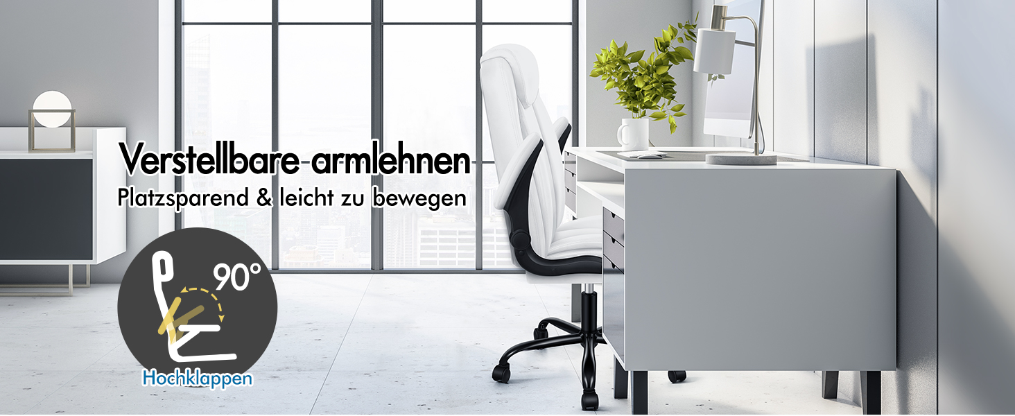 Офісне крісло ALFORDSON з регульованим нахилом 150°, обертання 360° та підставкою для ніг, PU-шкіра, чорний глянець (для дому та ігор)