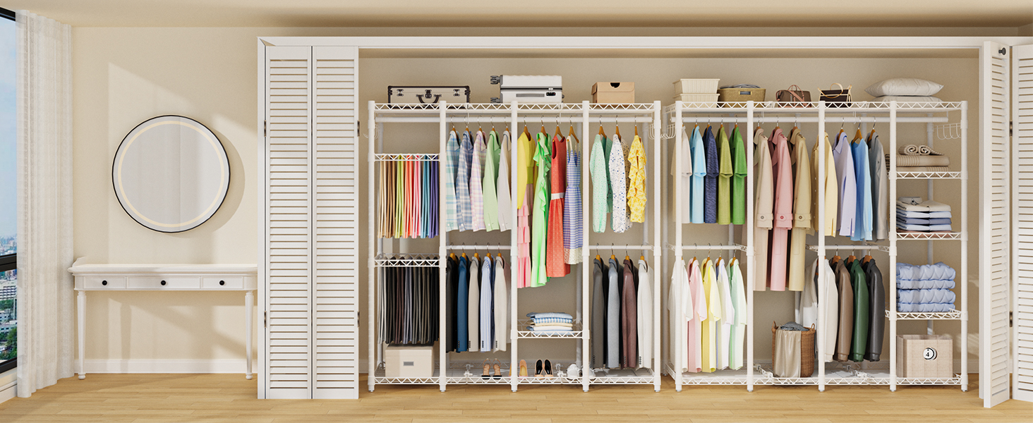 Відкритий шафа-система AQRA з регульованими полицями та штангами для одягу, чорний (193.5 x 43.5 x 195 см)