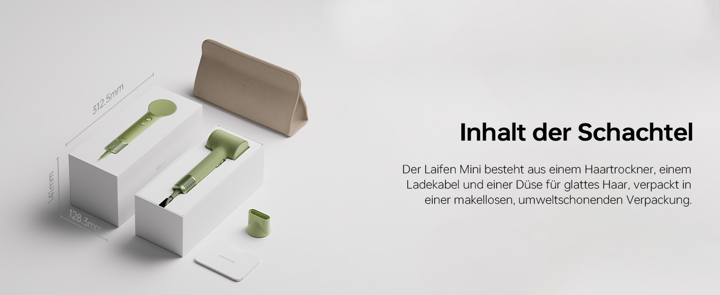 Компактний фен для волосся Laifen Mini (Matcha Green) — потужний мотор 110 000 об/хв, 200 млн негативних іонів, режим для дітей, легкий дорожній фен, 299 г