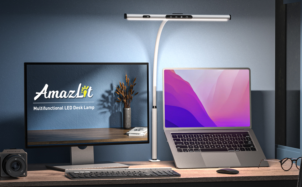 LED лампа для столу AmazLit з доглядом за очима, регульована яскравість та колірна температура, без відблиску, з жестами, пам'ять, 12W