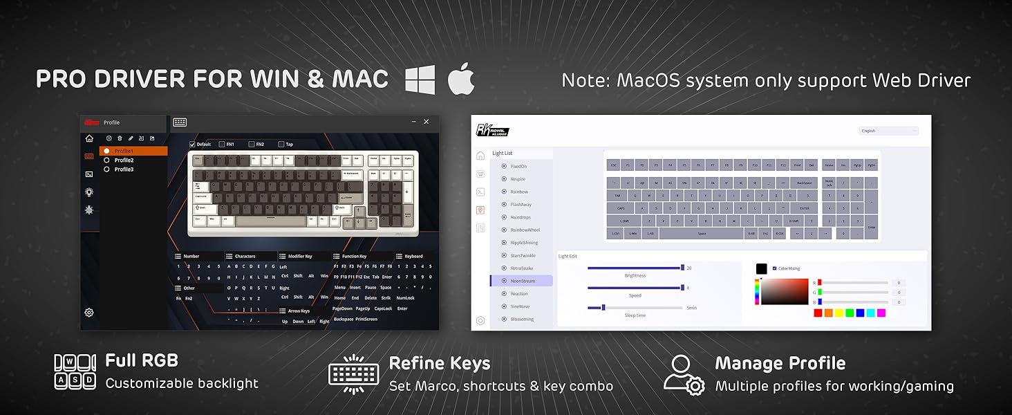 Механічна клавіатура RK ROYAL KLUDGE F99 з NumPad, Tri-Mode, Hot-Swap, 95/100 клавіш, BT/2.4G/USB-C, Pro-програмне забезпечення, акумулятор 5000 mAh, перемикачі Beige, колір Mokka Grey