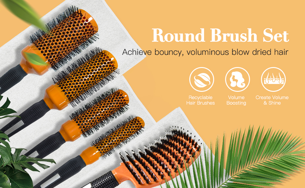 Набір для укладки волосся Haar: Кругла щітка для волосся з нейлоновим та кабановим щетиною, керамічна, антистатична, для салонного використання
