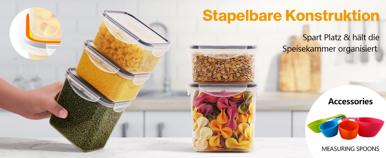 Контейнери для зберігання YASHE 24 шт. з кришкою, герметичні, BPA-free, для сухих продуктів, мюслі, борошна та цукру