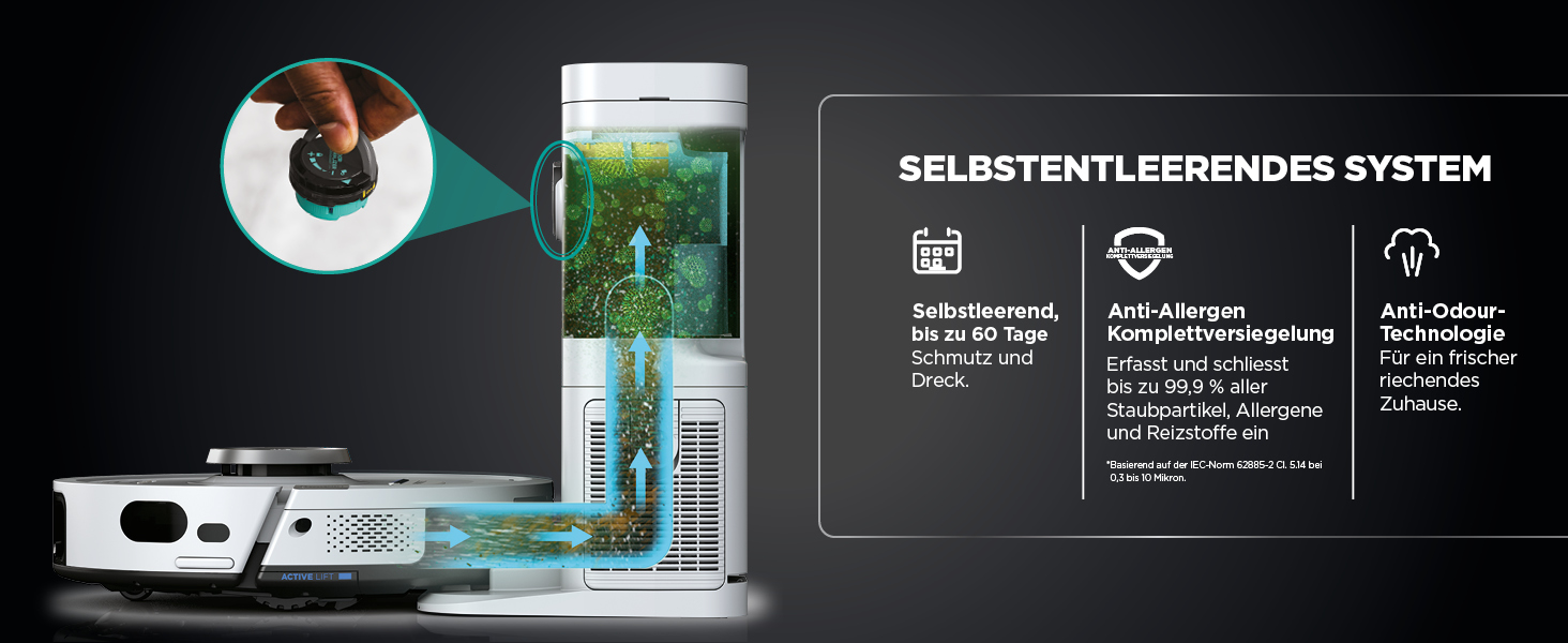 Робот-пилосос Shark PowerDetect з базою самоочищення, самостійно спустошується до 60 днів, для шерсті тварин, килимів та твердих підлог, з 3D- та LiDAR-навігацією, 14,5 см заввишки, білий