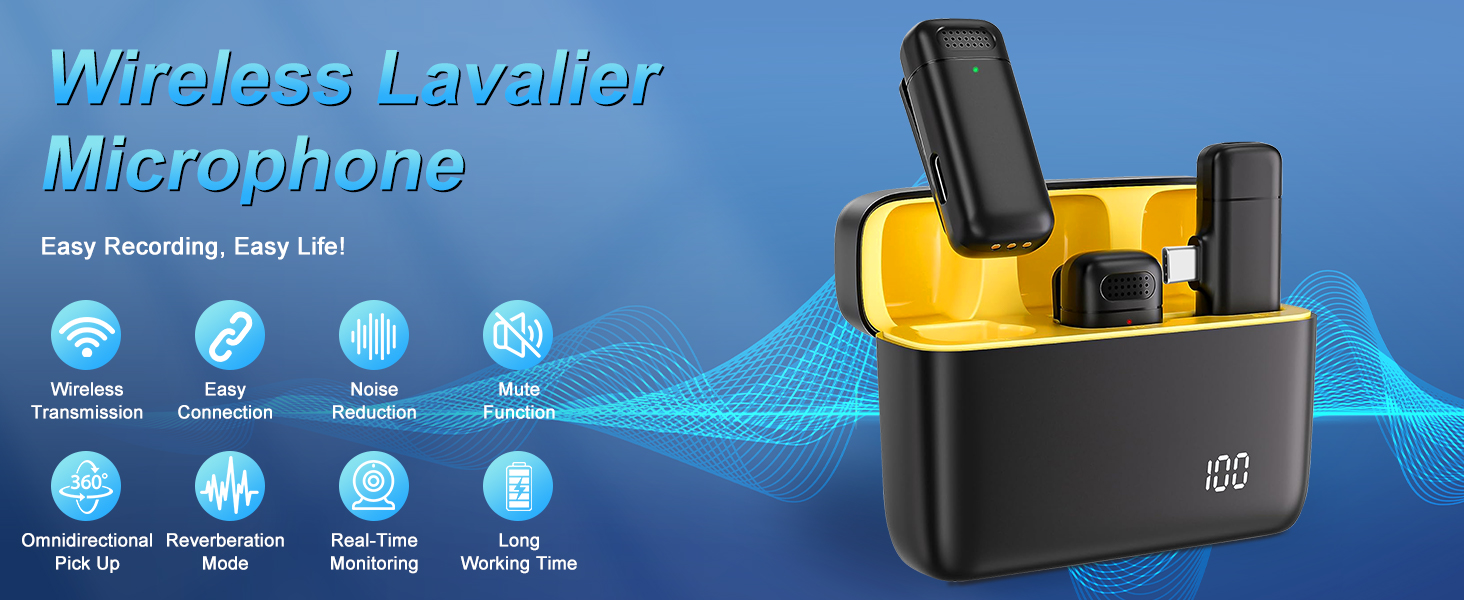 Камерний мікрофон бездротовий для iPhone/Android/Laptop, Mini мікрофон, професійний Dual USB-C, для відеозапису, стрімінгу, Vlog, YouTube, TikTok