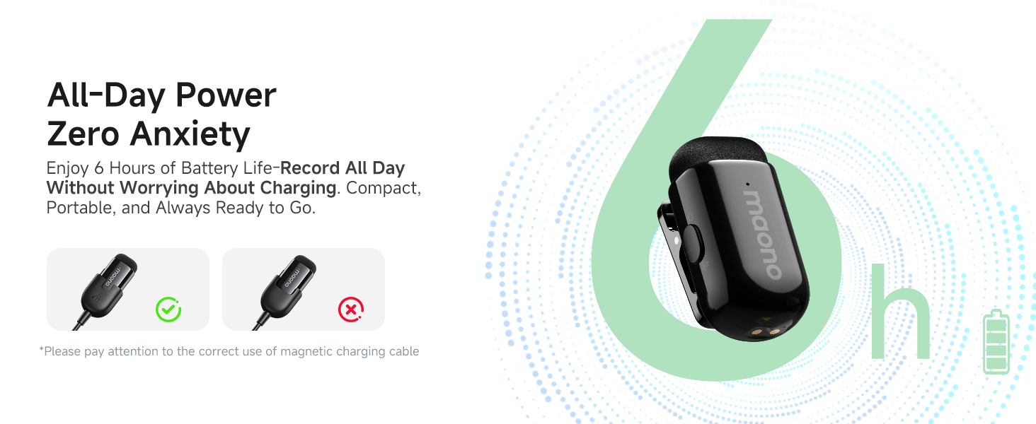 Мікрофон MAONO Wave T1 Mini USB-C: Бездротовий мікрофон для iPhone, Android, YouTube, Vlog (30 годин роботи)