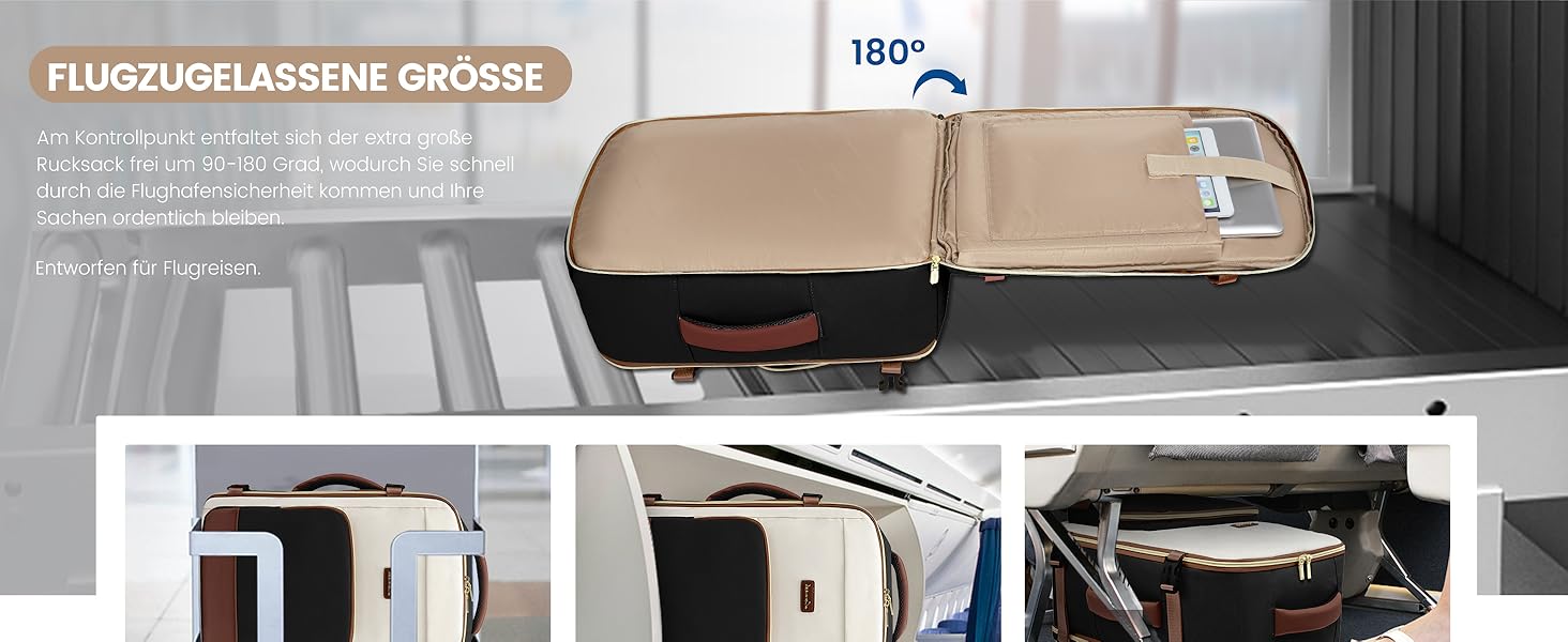 LOVEVOOK Рюкзак ручної поклажі, 40L, для подорожей та бізнесу, чорний