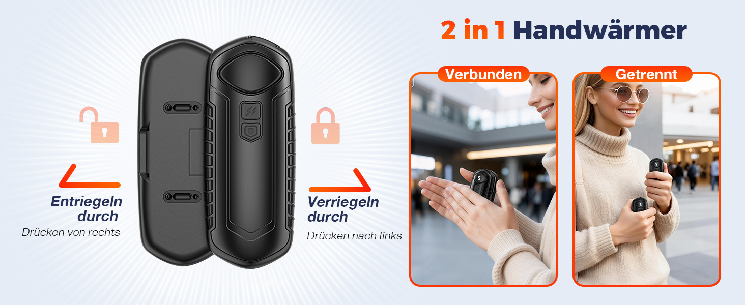 Грілки для рук акумуляторні, 2 шт, електричні, портативні, 6000mAh, кишенькові, ультралегкі та тонкі, 5 рівнів нагріву до 55°C, ідеальні для кемпінгу, чорні