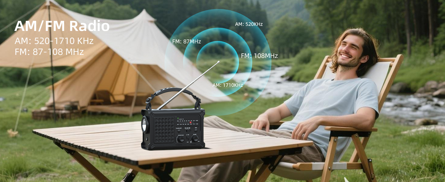 Сонячне радіо з ручним генератором 12000mAh, портативний приймач світу, радіо для надзвичайних ситуацій з AM/FM, сонячна панель 8500мм², Powerbank, ліхтарик та світло для читання, чорний