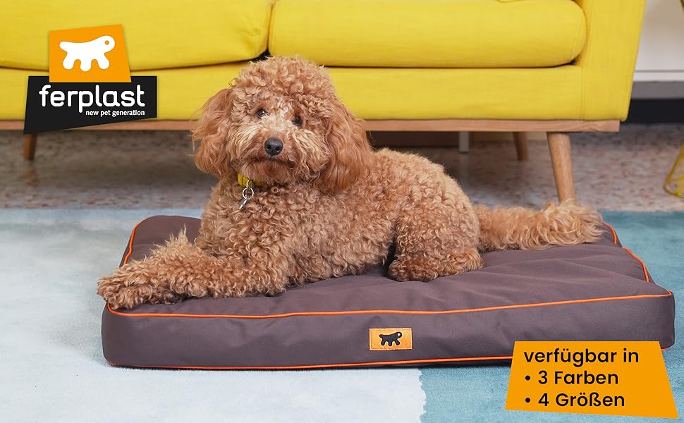 Ортопедичний лежак для собак Ferplast Polo - лежак для котів, миючий, знімний, чорний, 80 x 50 x 8 см