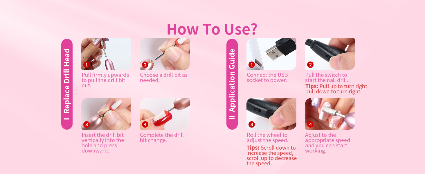 Електричний набір для манікюру та педикюру Saviland 7-в-1 - фрезер для нігтів, 20000 об/хв, для акрилу, гелю, Shellac