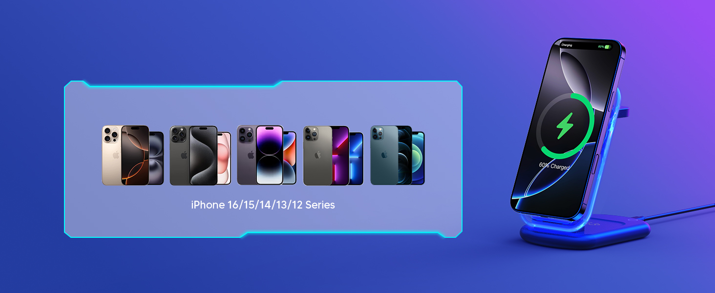 Бездротова зарядка MagSafe 3-в-1 для iPhone, Apple Watch та AirPods, сумісна з iPhone 16/15/14/13/12 Plus/Pro Max