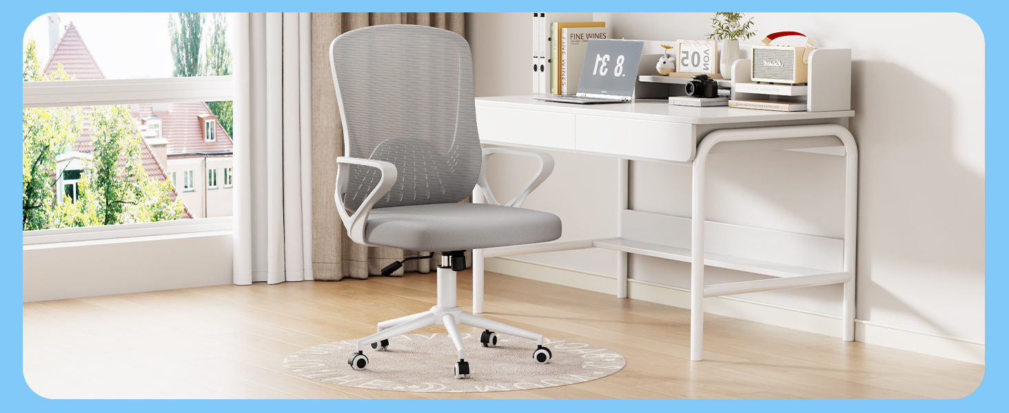 Офісний стіл Bürostuhl: ергономічний крісло з сітчастою спинкою, підтримка попереку, м'яке сидіння, регульована висота, сірий (без підголівника)