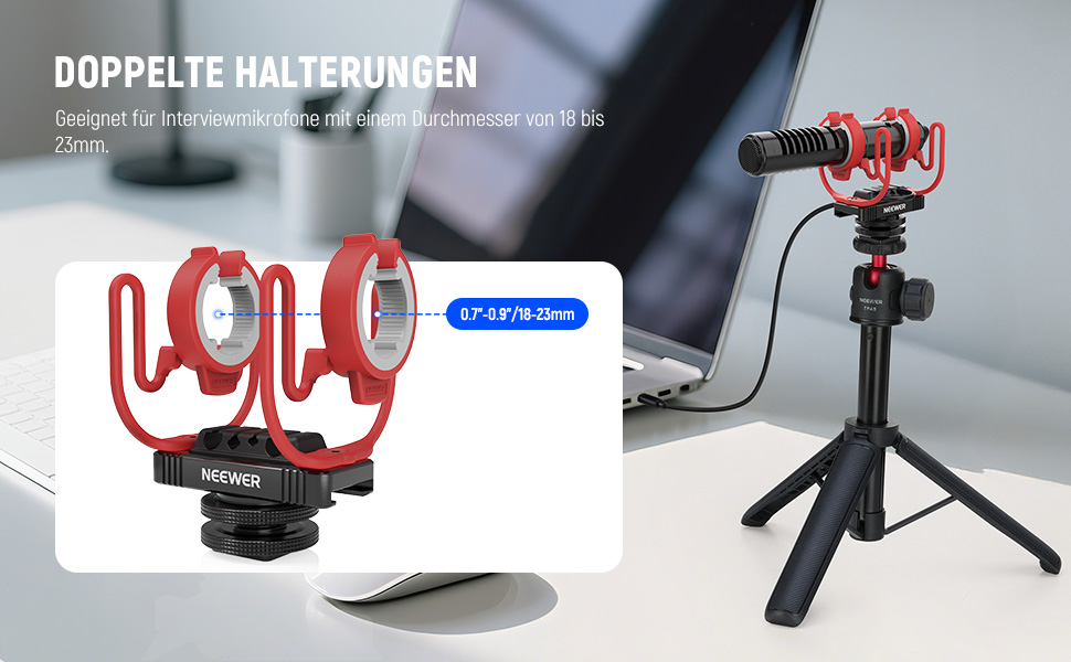 Кріплення мікрофону NEEWER Shock Mount з холодним башмаком та 1/4” різьбою, сумісний з Rode NTG, Sennheiser MKE600, Audio Technica AT875R, MH1