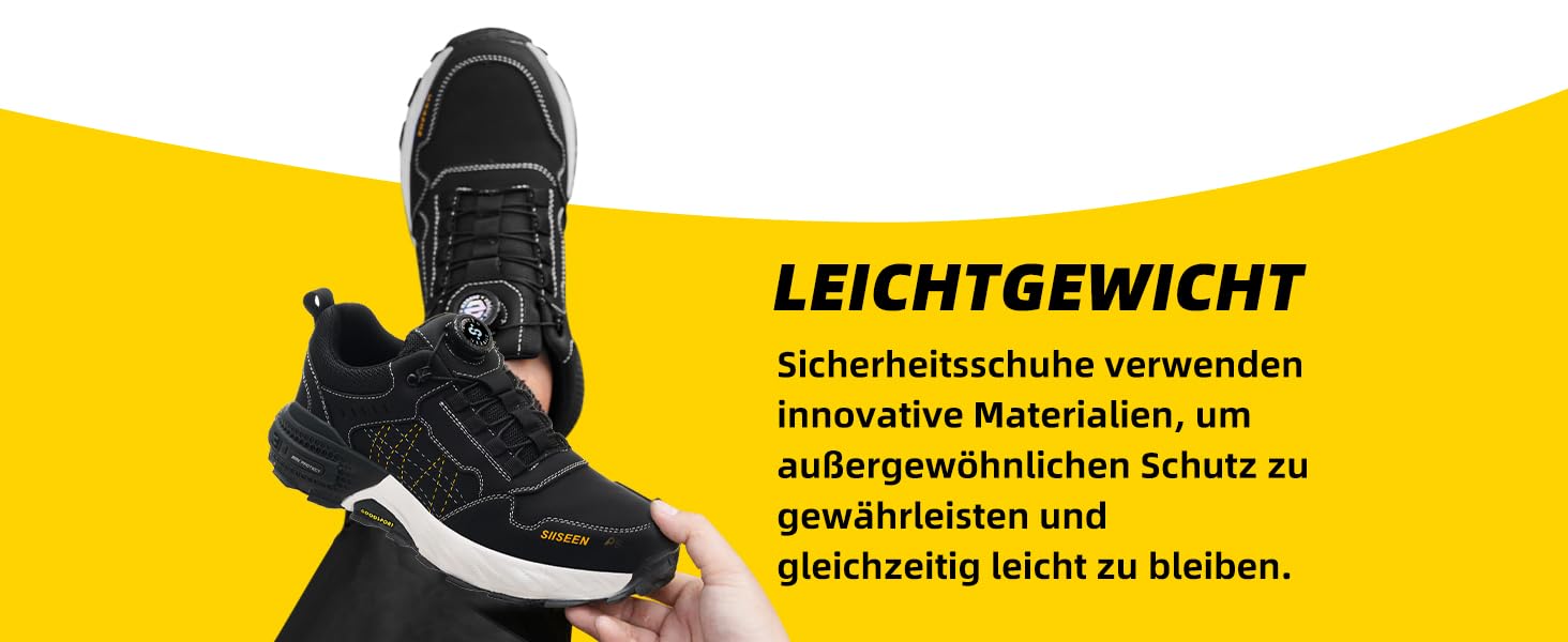 Черевики робочі чоловічі з металевим носком, легкі, дихаючі та міцні, з Clickers та захистом від проколів, неслизька підошва – взуття для професій та будівництва, 44 EU, чорний