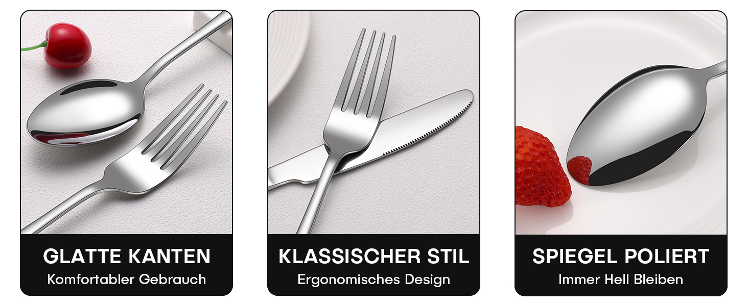 Набір столових приборів на 6 осіб, 30 предметів: виделки, ложки, ножі, нержавіюча сталь, дзеркальне полірування, для посудомийної машини