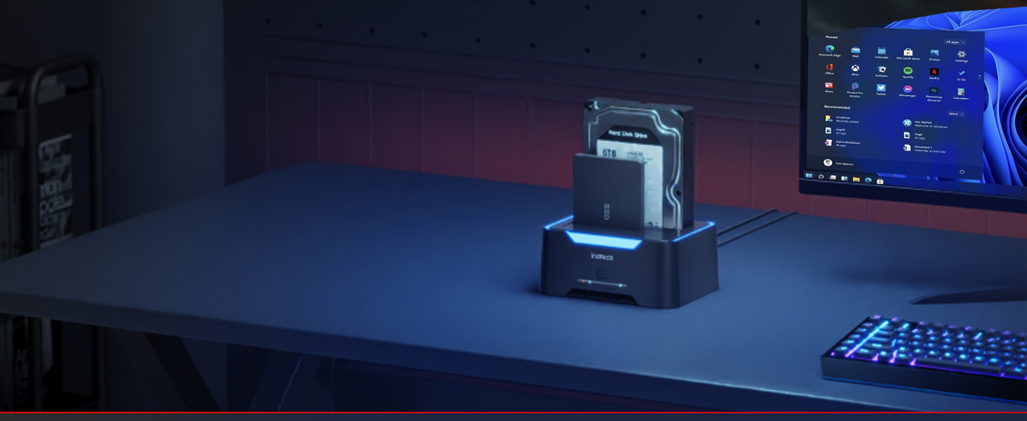 Док-станція Inateck USB 3.0 для HDD/SSD 2.5/3.5 дюймів, Dual-Dock, підтримка Offline-клонування, RGB, SA02002