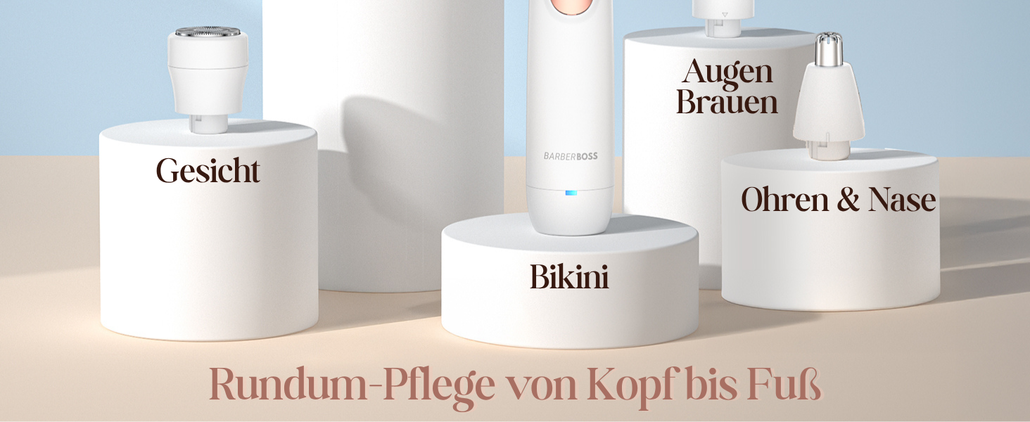 Електричний жіночий тример/рашувач BarberBoss 5-в-1 QR-8005: для обличчя, тіла, бікіні, носа та брів. Бездротовий, для мокрого та сухого гоління.