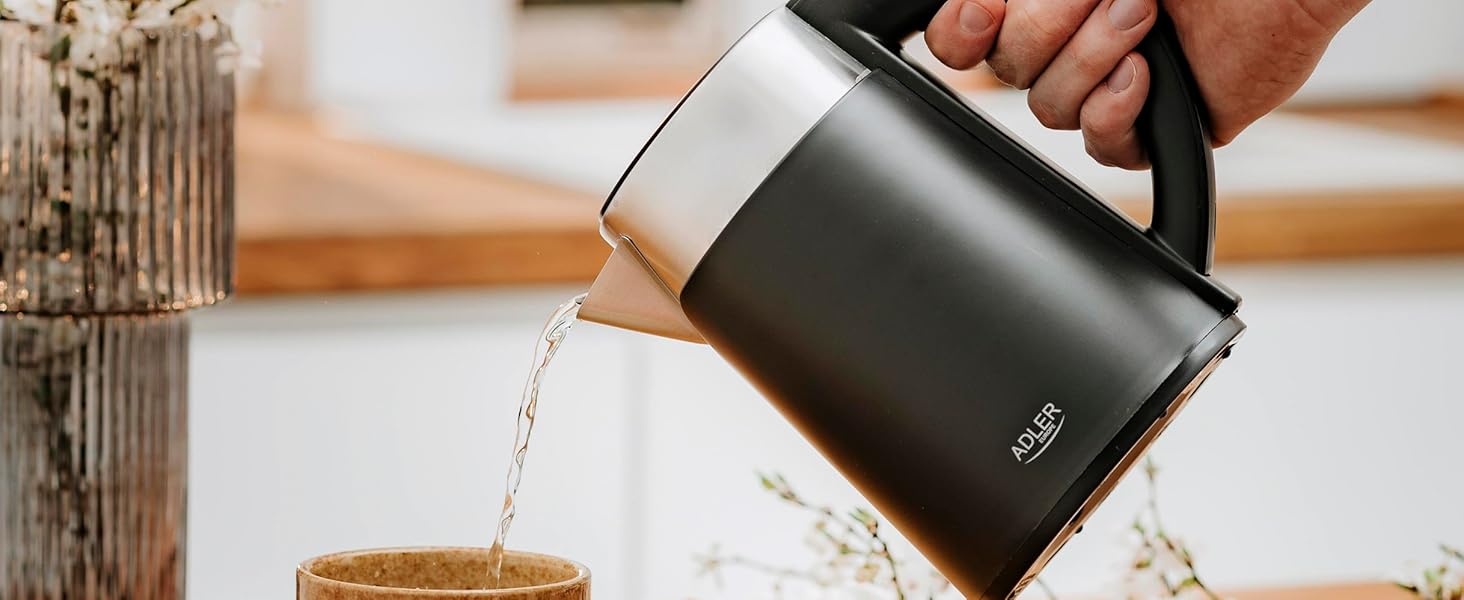 Електричний чайник Adler AD 1372, 0.6 л, Чорний – компактний, для невеликих кухонь, швидкий нагрів
