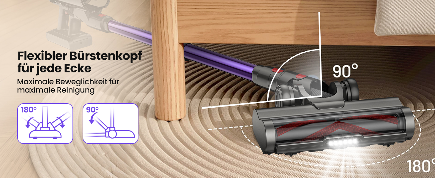 Акумуляторний пилосос SICBCGB 48000Pa/550W/70хв, 2.0L з HD-дисплеєм, антизаплутувальною щіткою, док-станцією, 11-шаровою фільтрацією для шерсті тварин та авто (фіолетовий)