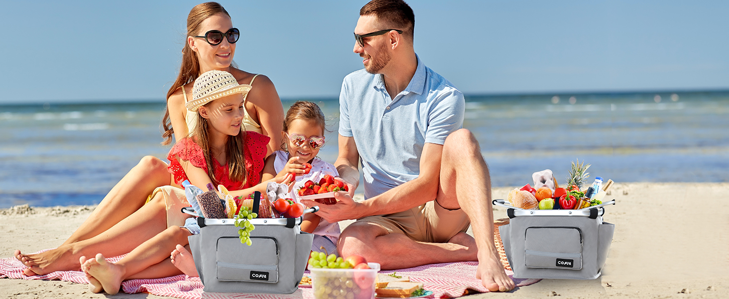 COFIT Складний велосипедний кошик, знімний багатоцільовий кошик для велосипеда, для тварин, покупок, щоденних поїздок, кемпінгу та активного відпочинку. Сірий, з бічними кишенями