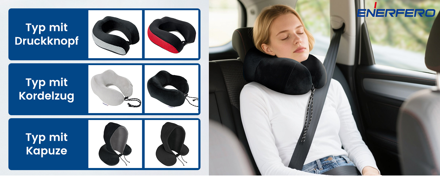 Подушка для шиї в дорозі: автомобільна, для літака, з memory foam, м'який велюровий чохол, для дорослих, сіра, з сіткою