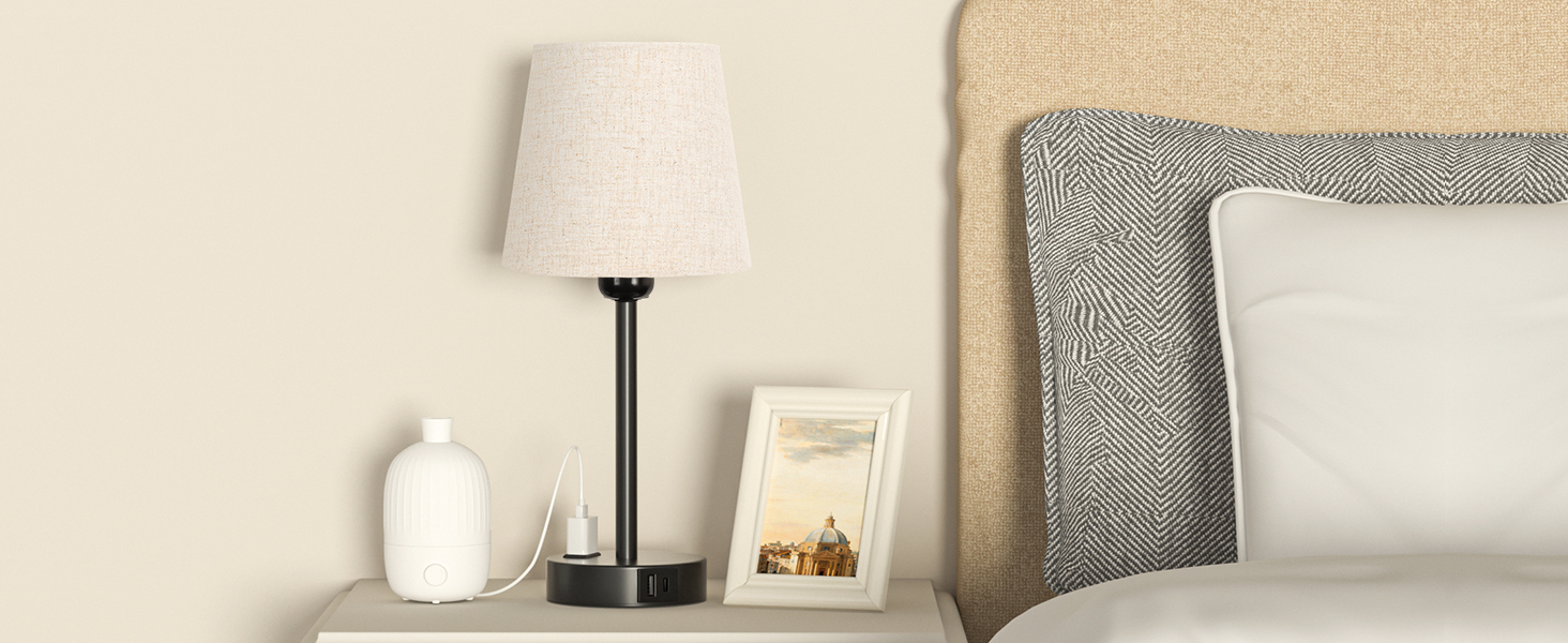 Настільна лампа Kakanuo з торшером, 2 шт., з USB-портом, диммуванням, LED, для спальні, вітальні, дитячої кімнати, офісу, бежевий лінолеум