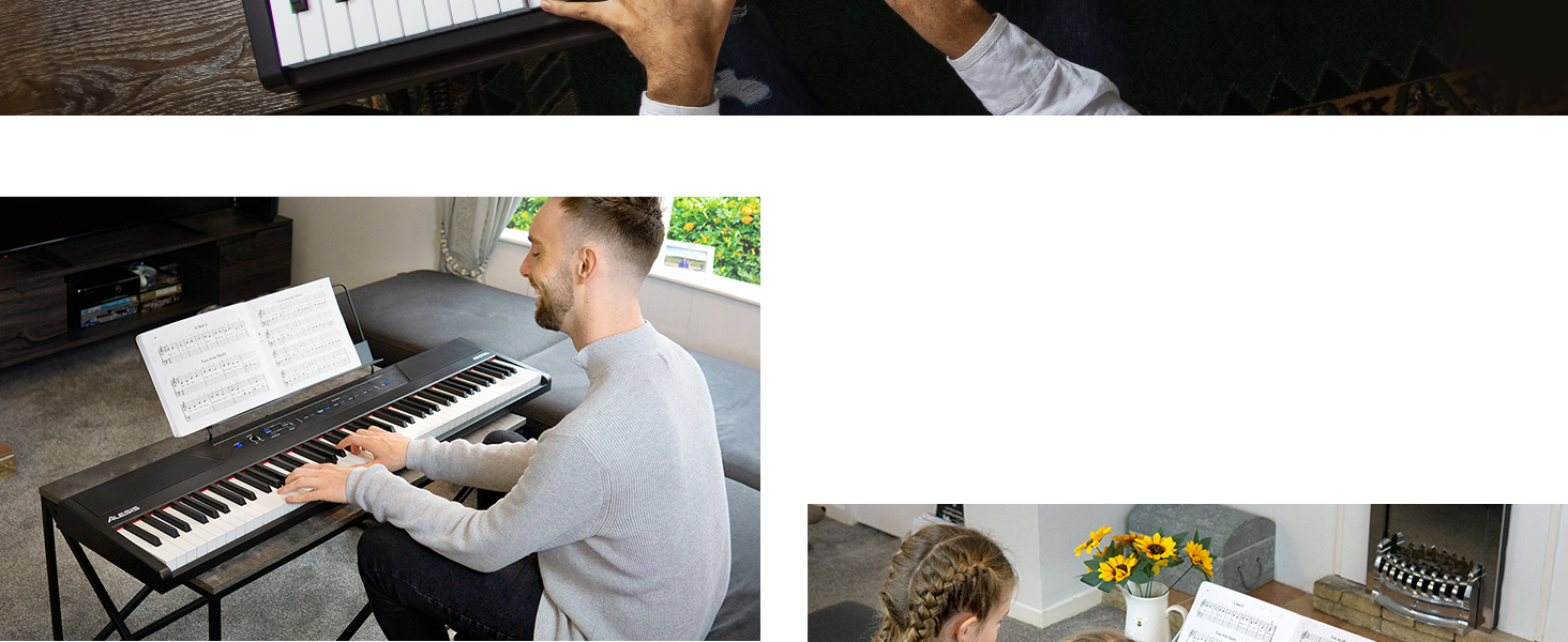 Alesis Recital - Електронне піаніно 88 клавіш для початківців з напівзваженими клавішами, динаміками, 5 преміум-звуками, виходом для навушників та підпискою на уроки гри на піаніно, чорного кольору
