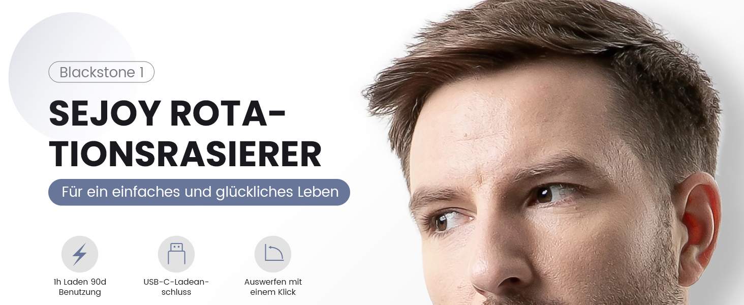 Електричний чоловічий бритва Sejoy, сухою та вологою, з поп-ап тримером, швидка зарядка 1 година, 3D плаваюча головка, LCD дисплей (сірий)
