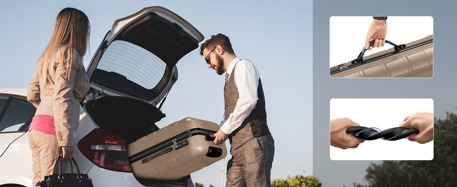 Набір валіз SHOWKOO 3 шт. з жорсткою обшивкою, розширюваний, з TSA замком, 4 колеса (M, L, XL) - Колір: Champagner