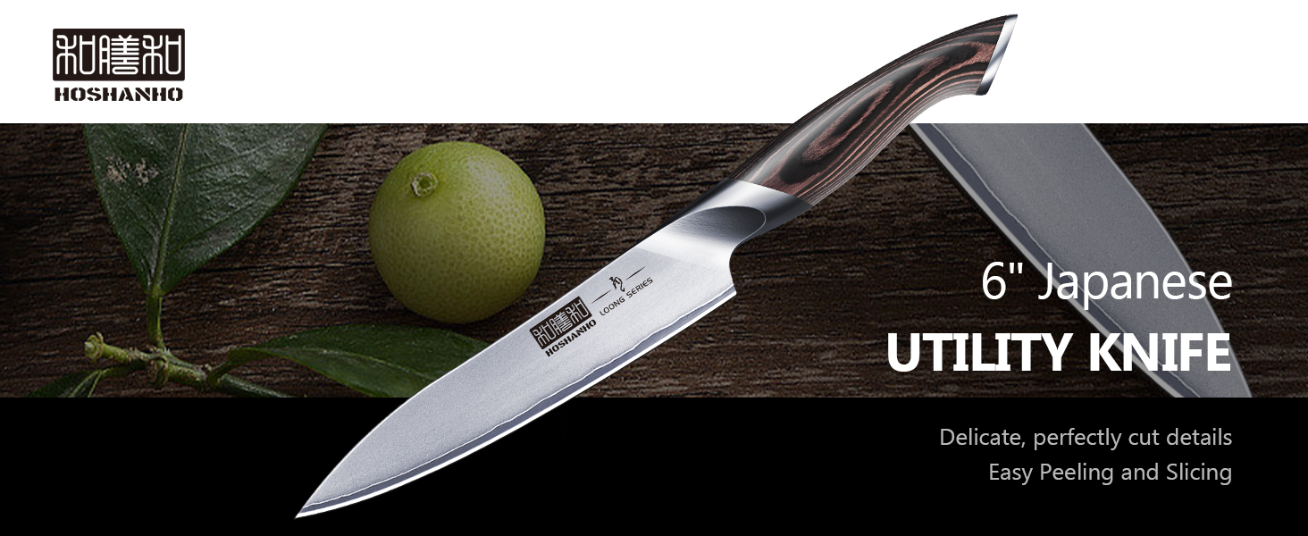 HOSHANHO 8-Piece Knife Set with Wooden Block - Professional Stainless Steel Kitchen Knife Set for Cooking